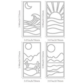 ORIGACH 4 Pcs Beach Desert Landscape Background Frame Cutting Dies, Metal Abstract Sunrise Landscape Die Cuts Embossing Stencils for Card Making DIY Scrapbooking Album Decorative