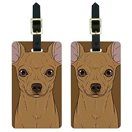 Chihuahua Face - Pet Dog Luggage Tags Suitcase Carry-On ID Set of 2