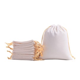 KONMAY 10pcs Velvet Drawstring Bags, Cream 13.0x18.0cm Velevet Jewellery Pouches for Gifts, Party Favors