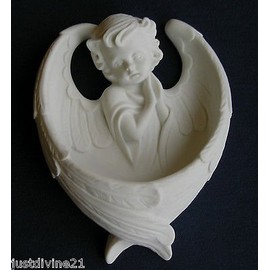 White Resin Guardian Angel Holy Water Font Religious Gift