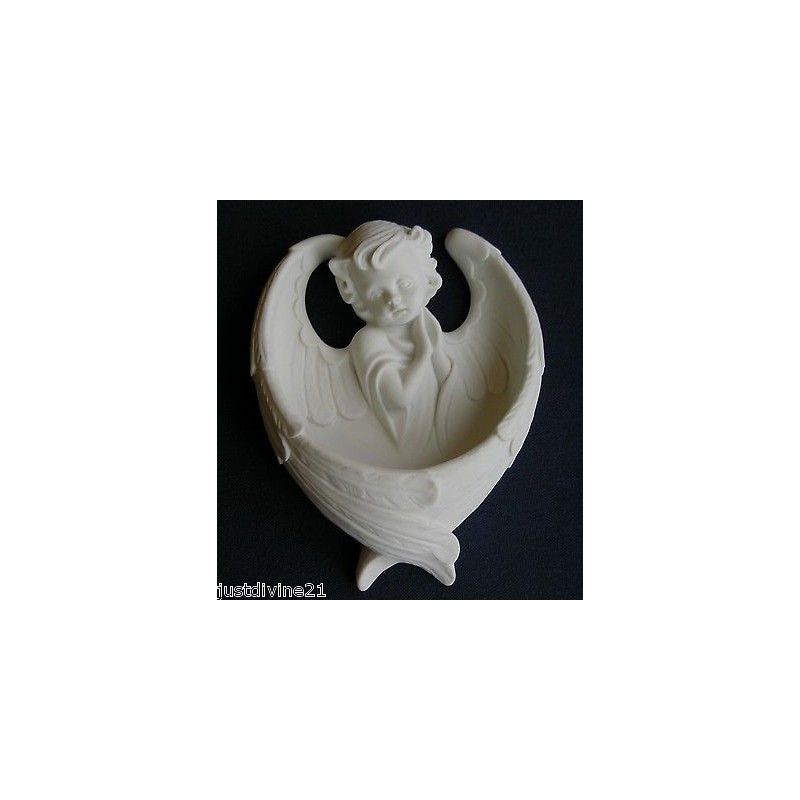 White Resin Guardian Angel Holy Water Font Religious Gift