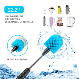 3Pack Bottle Brush Narrow Neck Cleaning Set, Long Handle Stainless Steel Water Bottle Cleaning Brush, Cleaning Beer Bottles, Milk Bottles, Mugs, Cups, Straws, Lids
