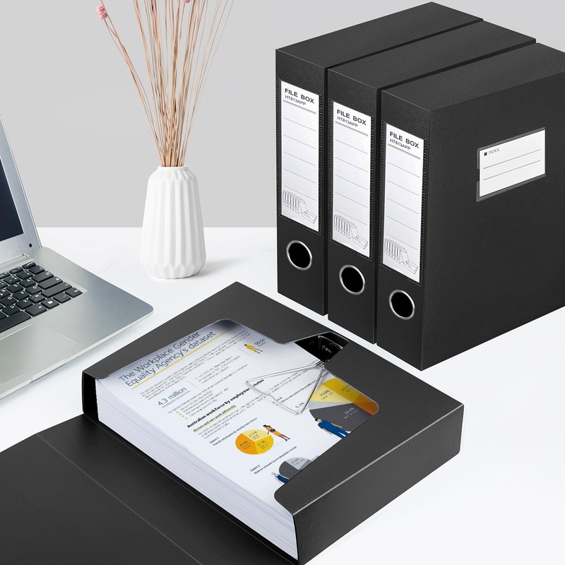 HUA JIE 2 Pack A4 Storage File Boxes Archives Case,65mm
