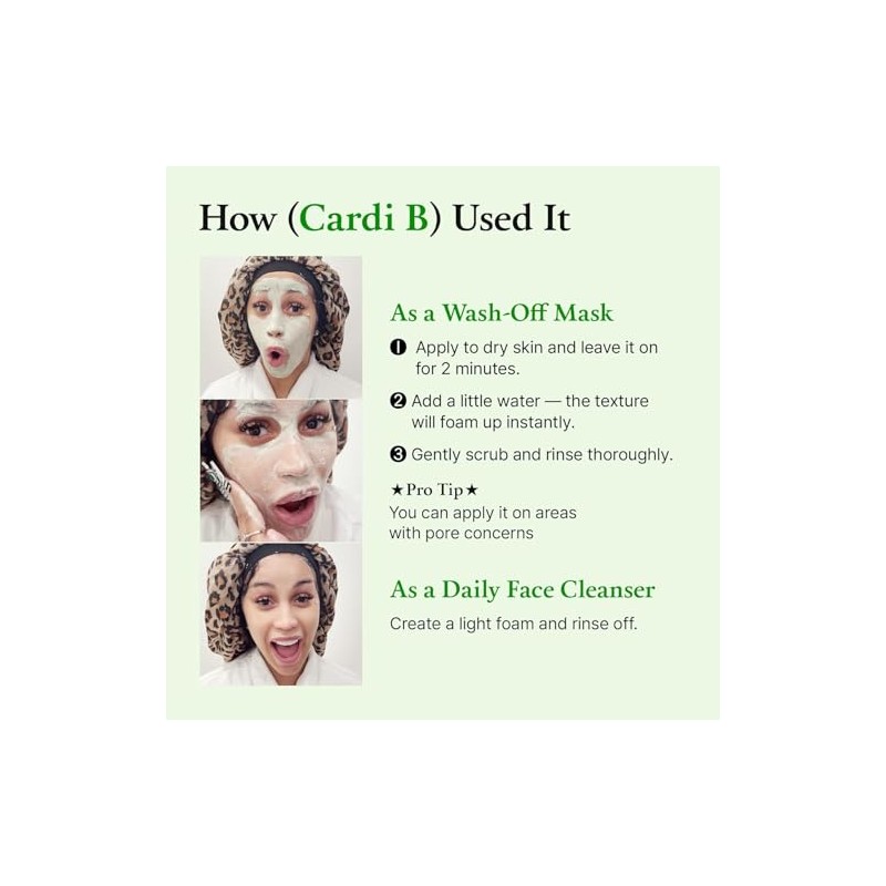 FULLY Green Tomato Pore Cleanser, Cardi B’s Clay Mask Cleanser