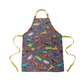 Kids Apron - Truck - Dual Pockets - chef kitchen cooking garden artist painting cleaning baking pottery gift boys girls