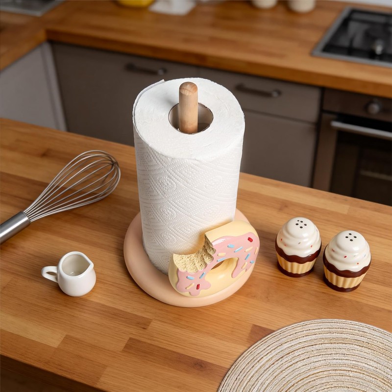 Sizikato Resin Paper Towel Holder, Delicious Donut Statue