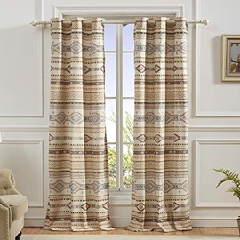 Greenland Home Phoenix Paneles de Cortina, Conjunto de 4 Piezas, Forradas con ataduras, 213 cm de Largo, Marron Topo