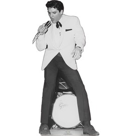 SC2579 Elvis B:W with Microphone Cardboard Cutout Standee Standup