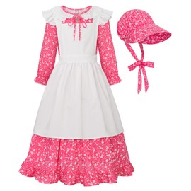 ReliBeauty Pioneer Girl Dress Colonial Prairie Costume Pink 160