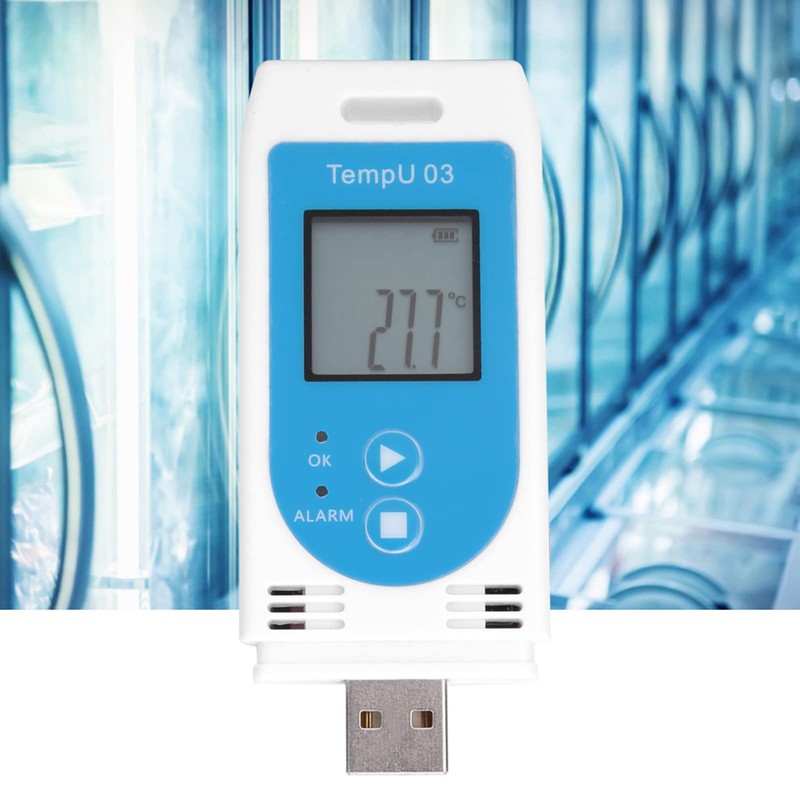 LOCADENCE Temperature Humidity Data Logger, Reusable LCD Digital Temperature Recorder,