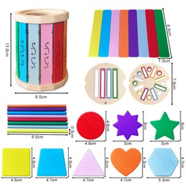 HahaGo Montessori Toy from 1 2 3 Years 2-in-1 Sensory Wooden Toy Children Colour Sorting Game Baby Toy 1 Year Children's Toy Gift Girls Boys Motor Skills Toy Educational Games