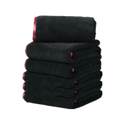 CarCarez 6 Pcs Microfiber Car Drying Towels Hemming Super Absorbent 16"x24" Black