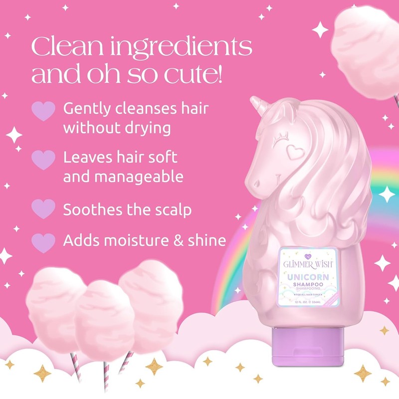Glimmer Wish Unicorn Kids Shampoo, Paraben and Sulfate Free, Cotton