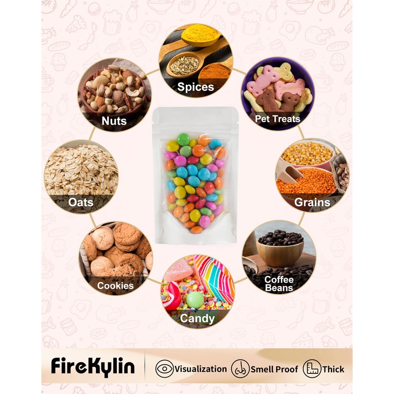 FireKylin 100 PCS Stand Up Pouches,3.9" x 5.9" Paper Bags