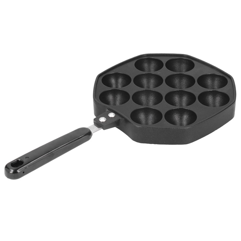 12 Cavities Aluminum Takoyaki Pan Maker Octopus Balls Egg Puffs