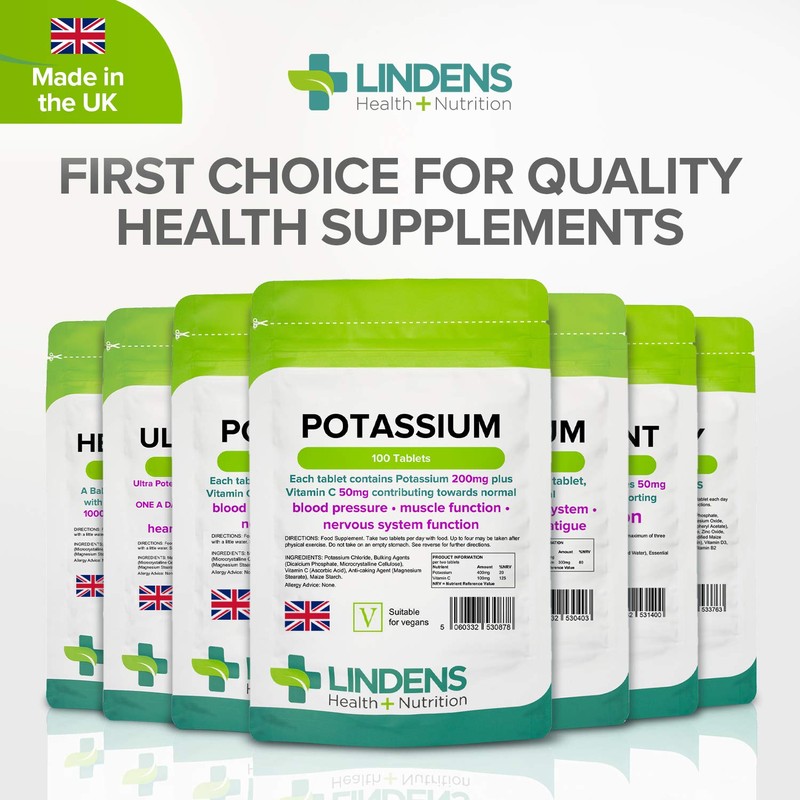 Lindens Potassium 200mg Tablets with 50mg Vitamin C - 100