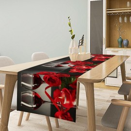 Retro Rose Red Wine Grape Print Table Runner,Table Dresser Runner, Kitchen Dining Table Runners for Indoor Outdoor Holiday Decor 13x36 Inch
