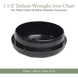 Jejavu 1-1/2" Deluxe Wrought Iron Chair Glides, Protect Your Outdoor Furniture, Chair Leg Floor Protectors, Floor Protector, Pack of 25, Black