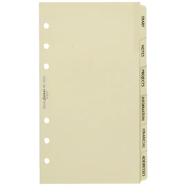 Filofax Personal Subject Index Cream 6 Tabs