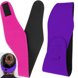 2Pcs Swimming Headband, Adjustable Ear Headband Waterproof Swim Head Band Large Ear Band for Swimming Water Activity, Pink & Purple