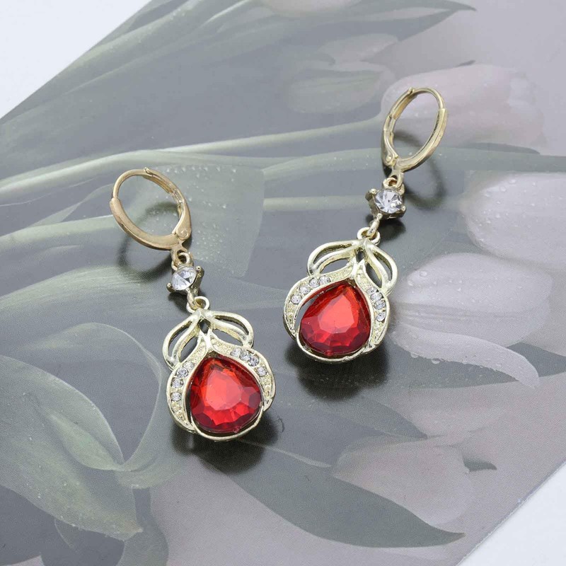 Yheakne Vintage Teardrop Sapphire Earrings Sapphire Crystal Dangle Earrings Blue
