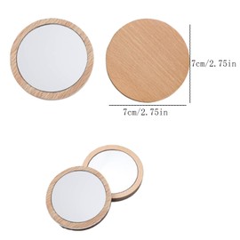 Bustlwor Pack of 10 Hand Mirrors, Small Portable Round Makeup Mirrors, Small Wooden Hand Mirrors, for Daily Use (Wood Colour)