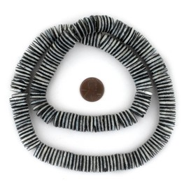 TheBeadChest Blackened Grey Bone Button Beads 14mm Nepal Disk Large Hole 22 Inch Strand