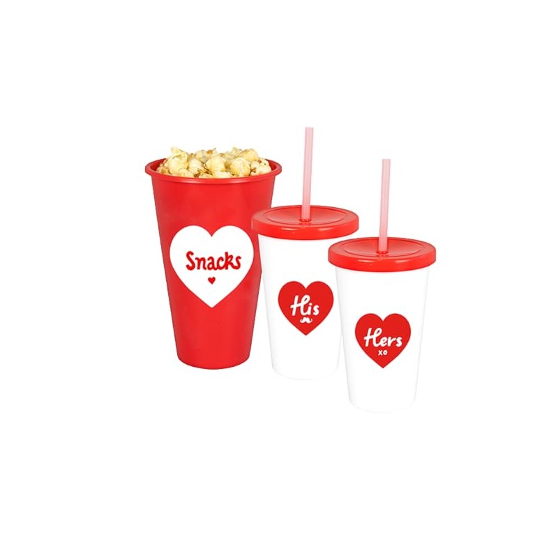 Valentines Movie Night At Home Date Night Set,Re-Usable Popcorn Holder,