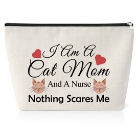 Appreciation Gifts for Nurse Cat Mum Gifts for Nurses Makeup Bag Funny Gifts for Nurse Practitioners Women Cat Lovers Christmas Birthday Gifts for Cat Owners Nurse Cat Mum Cosmetic Bag