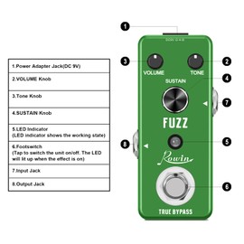 Rowin Analog Fuzz Electronic Guitar Effect Pedal