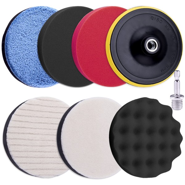 SIQUK Pack of 8 Polishing Sponges Car Polishing Pads 150
