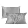 Sunshine Comforts Satin Silk Pillow Cases 2 Pack Grey, Soft,