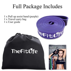 TheFitLife Resistance Pull Up Bands - Pull-Up Assist Exercise Bands, Long Workout Loop Bands for Body Stretching, Powerlifting, Fitness Training, Bonus Carrying Bag and Workout Guide (Purple)