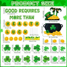 Pasimy St. Patrick's Day Bulletin Board Decoration St. Patrick's Day Bulletin Board Cutout Lucky Shamrock Bulletin Board Border for Irish Clover Classroom Chalkboard Decor (Health)
