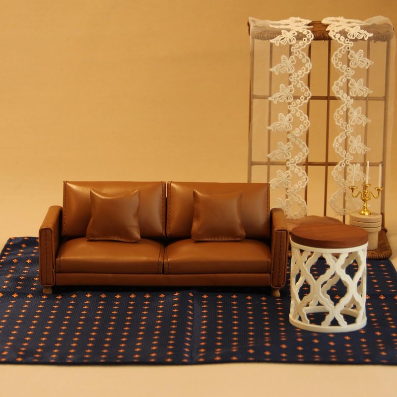 Funky Mini House Miniature Dollhouse Leather Couch -1:12 Scale Mini