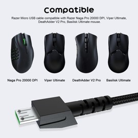 Razer Mouse Charging Cable Compatible with Razer Naga Pro 20000 DPI, Viper Ultimate, DeathAdder V2 Pro, Basilisk Ultimate Mouse, 5.9ft