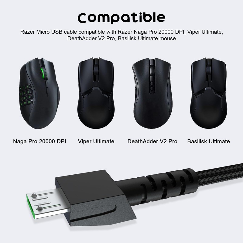 Razer Mouse Charging Cable Compatible with Razer Naga Pro 20000