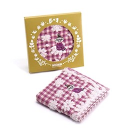 Moomin Checkered Flower Towel Handkerchief, Pink, Package Included, Little My Full Fee Cotton Gauze Pile, 47-2740080, Approx. 9.8 x 9.8 inches (25 x 25 cm)