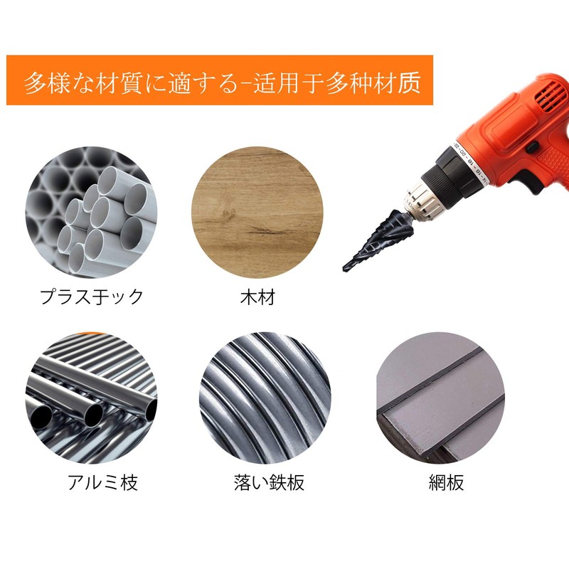 Triple Blade Step Drill, Spiral Drill, Spiral, 0.25 inch (6.35