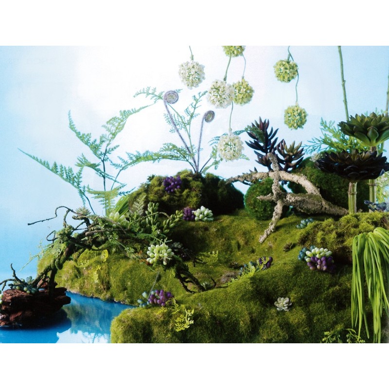 asca Artificial Moss Mat, Green, Approx. 11.6 x 11.6 x