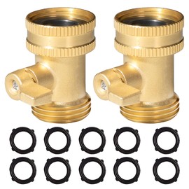 Hourleey Brass Garden Hose Shut Off Valve, 2 Pack Heavy Duty 3/4 Inch Solid Brass Garden Hose Shut Off Valve with 10 Extra Rubber Washers