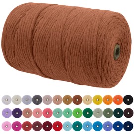 JeogYong Single Strand Macrame Cord 3mm x 218 Yards (656 Feet) Soft Cotton Rope Macrame Yarn 3 mm Macrame Cord, Macrame Supplies for Crafts Wall Hangings Plant Hangers Decorations (Caramel)