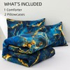 Holawakaka Dark Blue Gold Marble Bedding Comforter Set Queen Size