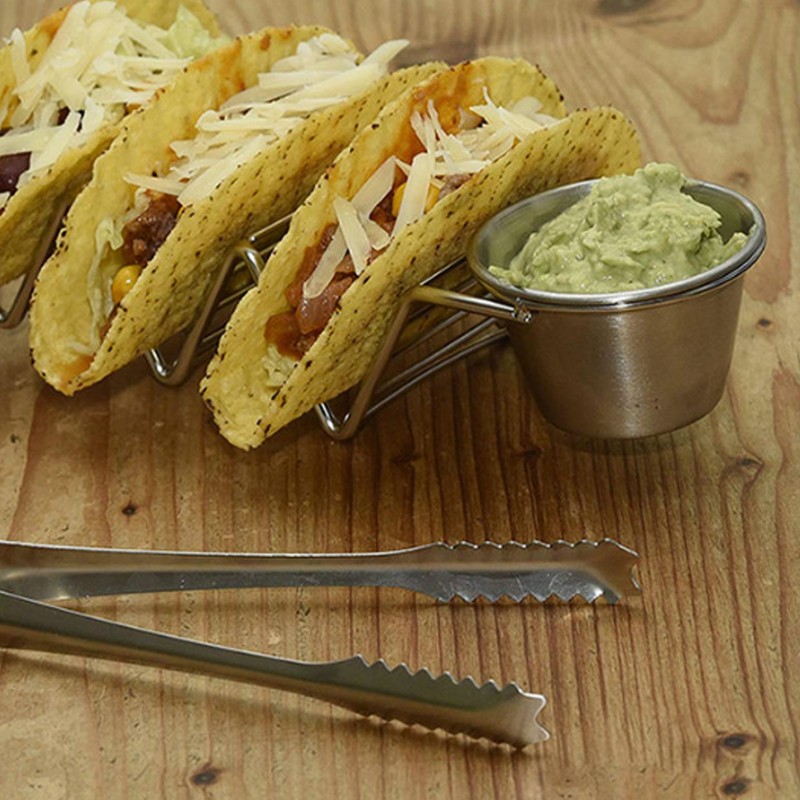 Taco Stand Stainless Steel 3 Grid V Shaped Glossy Taco