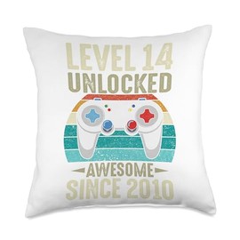 14. Geburtstag Mädchen 14. Geburtstag Deko Junge 14th Birthday Boy Girl 14 Years 2010 Funny Gift Throw Pillow, 18x18, Multicolor