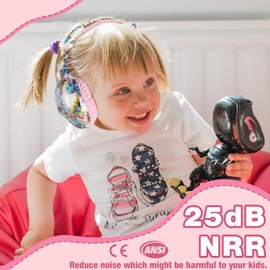 PROTEAR Kids Ear Protection Safety Ear Muffs, NRR 25dB Noise Reduction Children Earmuffs, Hearing Protectors for Sleeping, Studying, Airplane, Concerts, Fireworks-Dinosaur