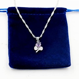Uloveido Blue Purple Crystal Flower Necklace Pendant for Teen Girls Women White Gold Plated Floral Jewelry Necklace Gift Y1191 (Purple)