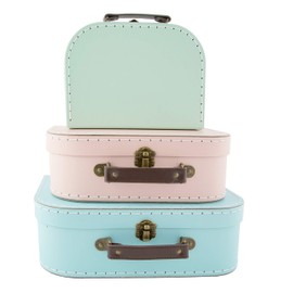 Set of 3 Suitcase Storage Boxes School Home Decor Sass and Belle Various Designs