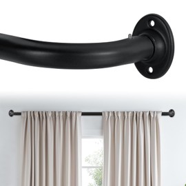 H.VERSAILTEX Wrap Around Black Curtain Rod for Windows 18.5 to 88.5 Inch, 3/4 Inch Adjustable Heavy Duty Blackout Curtain Rods Telescoping Curved Drapery Rods for living room Inoor/Outdoor