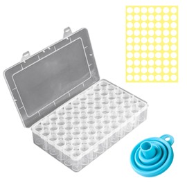 Ksvaye Diamond Painting Storage Box with 60 Glasses, Bead Storage Box with Funnels and Stickers, Diamond Painting Organiser Accessories for Diamond Painting Pictures Stones Seeds Jewellery Rhinestone